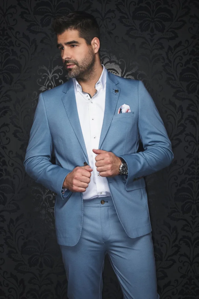 Au Noir Stretch Blazer | Veston Glover Light Blue - Image 2